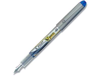 Fyldepen, Engangs, Blå blæk, Sølv, Pilot V-Pen Silver SVP-4M-L