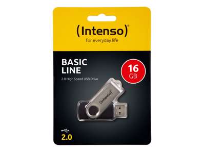 Intenso Basic Line USB-nøgle 16 GB USB Type-A 2.0 Sort, Sølv