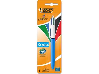 Kuglepen, 1.0 mm, 0.32 mm, Sort, blå, rød, grøn, BiC Color 4C Medium