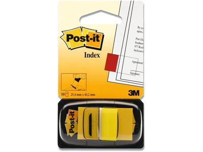 Indexfaner, Gul, 50 stk, 4.3x2.5 cm, Post-it Index 