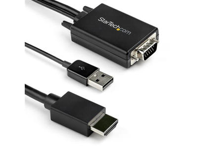 StarTech.com VGA2HDMM3M videokabel adapter 3,048 m USB Type-A + VGA (D-Sub) HDMI Type A (Standard) Sort