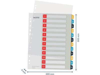 Registerblade, A4 Maxi, 1-12, Flerfarvet i Leitz Cosy farver, Leitz Cosy 