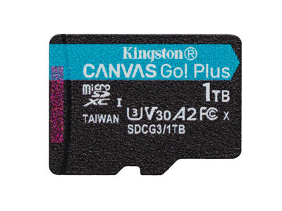 Kingston Technology 1 TB microSDXC Canvas Go Plus 170R A2 U3 V30, enkelt pakke uden ADP