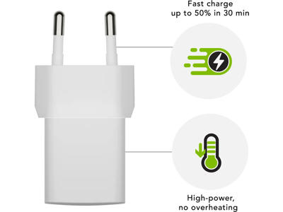 Wall Charger, GaN - USB-C 20W EU, White, dbramante1928 Re-charge