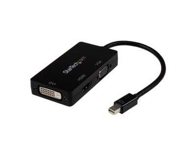 StarTech.com MDP2VGDVHD videokabel adapter 0,15 m Mini DisplayPort DVI-D + VGA (D-Sub) + HDMI Sort