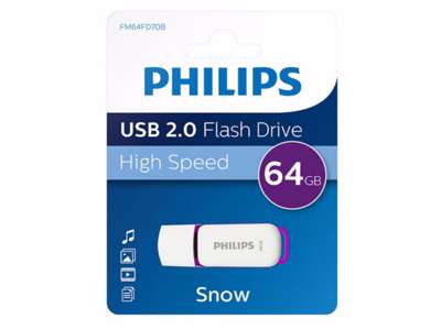 Philips FM64FD70B USB-nøgle 64 GB USB Type-A 2.0 Lilla, Hvid