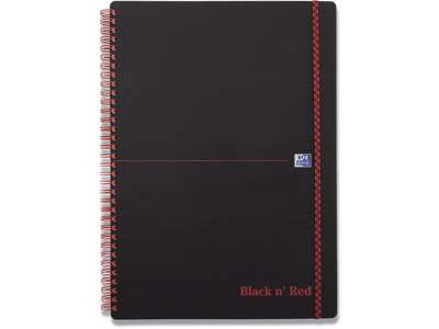 Notesblok, A4, Kvadreret, Sort-rød, Oxford Black n´Red Scribzee