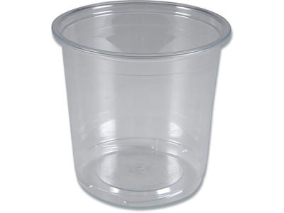 Plastbæger, Med skruebund, Klar, RPET, Ø9cm, 8.5cm, 300 ml, 1000 stk, Cater-Line TowerPac