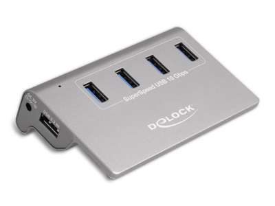 DeLOCK 64181 interface hub USB 3.2 Gen 2 (3.1 Gen 2) Type-A 10000 Mbit/s Grå