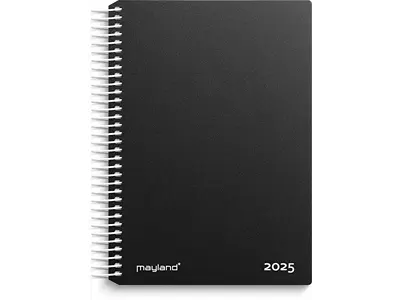 Kalender, 2025, Dag, 1 dag pr. side, Sort, Mayland