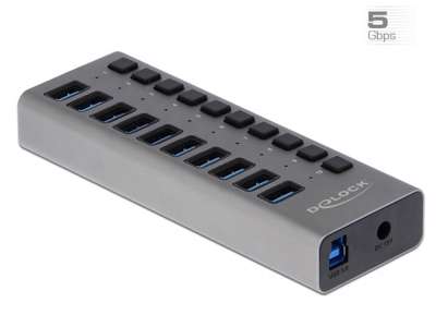 DeLOCK 63670 interface hub USB 3.2 Gen 1 (3.1 Gen 1) Type-B 5000 Mbit/s Grå