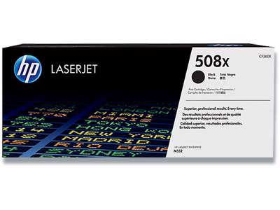 Toner, 508X, Black-sort, 12.500 sider, HP CF360X