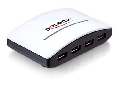 DeLOCK USB 3.0 External HUB 4 Port 5000 Mbit/s Sort, Hvid