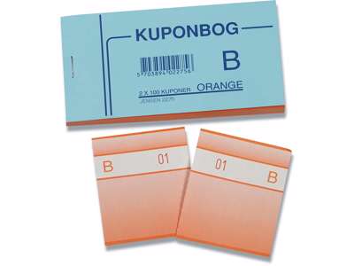 Kuponbog, Orange, 1 bog, 2x100 kuponer, GF 