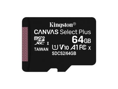 Kingston Technology 64 GB micSDXC Canvas Select Plus 100R A1 C10-kort + ADP