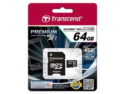 Transcend TS64GUSDU1 hukommelseskort 64 GB MicroSDXC MLC Klasse 10