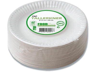 Tallerken, Flad, Ø15 cm, 100 stk, FoodLine Luksus 