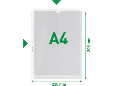 Plastlomme, A4, Åben top og venstre side, 0.130 mm, 100 Stk, Leitz 