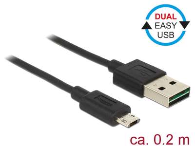 DeLOCK 84804 USB-kabel USB 2.0 0,2 m USB A Micro-USB B Sort