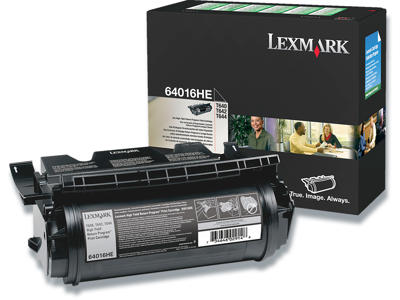 Toner, 64016HE, Black-sort, 21.000 sider, Lexmark 