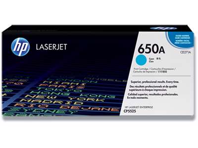 Toner, 650A, Cyan-blå, 15.000 sider, HP CE271A