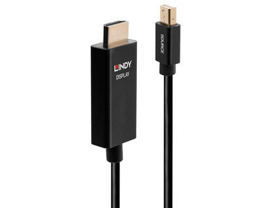 Lindy 40923 videokabel adapter 3 m Mini DisplayPort HDMI Type A (Standard) Sort