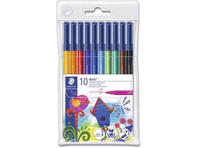 Fineliner, Assorteret, 1.0 mm, 10 stk, Staedtler Noris Club 326