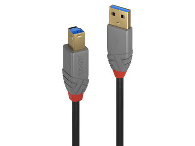 Lindy 36742 USB-kabel USB 3.2 Gen 1 (3.1 Gen 1) 2 m USB A USB B Sort, Grå