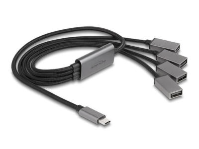 DeLOCK 64210 interface hub USB 2.0 Type-C 480 Mbit/s Sort, Grå