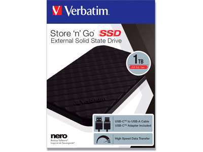 SSD, USB 3.2, 1 TB, Ekstern, Verbatim Store 'N' Go 