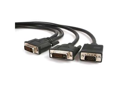 StarTech.com DVIVGAYMM6 videokabel adapter 1,8 m DVI-I DVI-D + VGA (D-Sub) Sort