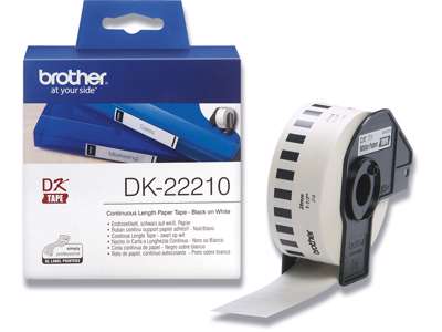 Labeltape, 29mm x 30.48m, 1 rulle, Hvid, Brother P-Touch DK-22210