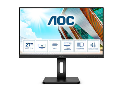 AOC U27P2CA computerskærm 68,6 cm (27") 3840 x 2160 pixel 4K Ultra HD LED Sort