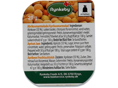 Marmelade, Abrikos, Portionsbæger, 20 g, 132 stk, Rynkeby