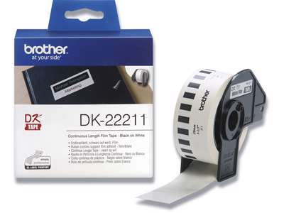 Labeltape, 29mm x 15.24m, 1 rulle, Hvid, Brother P-Touch DK-22211