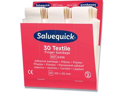 Plaster, Tekstil, 30 plastre pr refill, 6 pakker refill, Salvequick Finger 