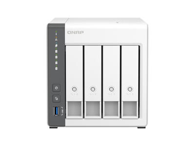 QNAP TS-433 NAS Tower Cortex-A55 4 GB 16 TB HDD QNAP Turbo System Hvid