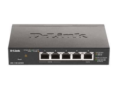 D-Link DGS-1100-05PDV2 netværksswitch Administreret Gigabit Ethernet (10/100/1000) Strøm over Ethernet (PoE) Sort