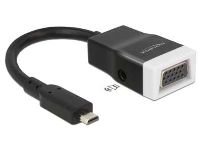 DeLOCK 65589 videokabel adapter HDMI Type D (Micro) VGA (D-Sub) + 3.5mm Sort