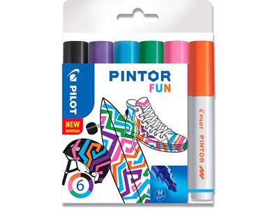 Hobby marker, Assorteret, 1.4 mm, 6 stk, Pilot Pintor Fun Mix