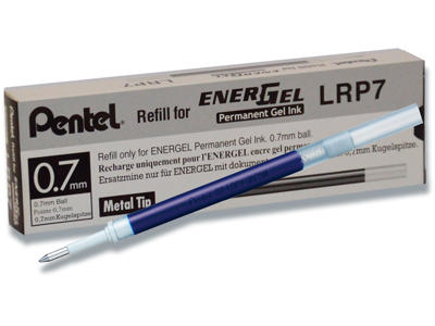 Rollerball gelpen refill, 0.7 mm, 0.35 mm, Blå, Pentel EnerGel LRP7-CX