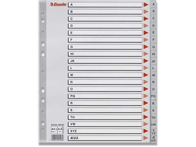 Registerblade, A4 Maxi, A-Å, Grå, Esselte 