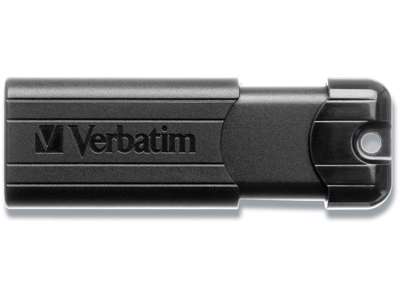 USB nøgle, USB 3.0, 64 GB, Sort, Verbatim PinStripe