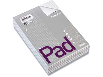 Papirblok, Kvadreret, A5, 5 blokke, Bantex Note Pad 