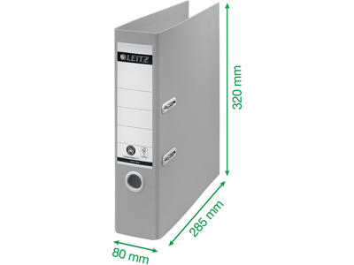 Brevordner, A4, 8 cm, Sort, Leitz 180° Recycle Bred