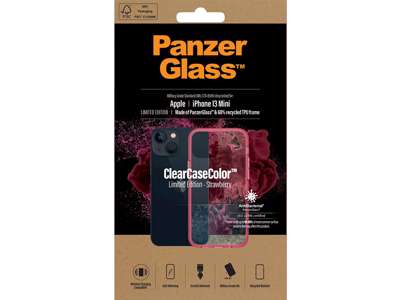 Cover, iPhone 13 Mini, Case, Transparant med Strawberry ramme, PanzerGlass Antibacterial - ClearCase 