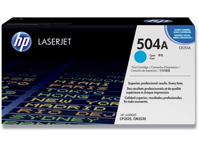 Toner, 504A, Cyan-blå, 7.000 sider, HP CE251A