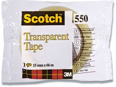 Tape, 15mm x 66m, 1 rulle, Transparent, Scotch 550