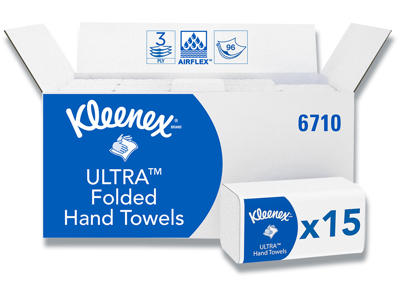 Håndklædeark, 3 lag, 1440 ark, Hvid, Kimberly-Clark Kleenex 