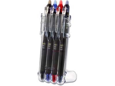 Rollerball gelpen, 0.5 mm, 0.25 mm, Sort, blå, rød, blåsort, Pilot FriXion Point Clicker BLRT-FRP-5